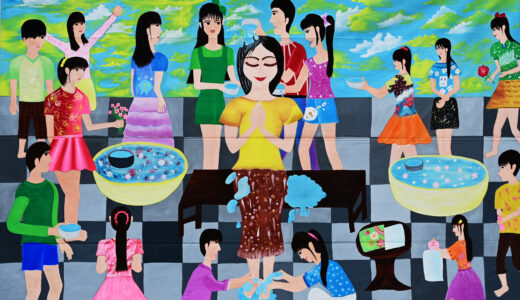 巨大絵画アーケード展21「みんなのヒーロー おかあさん！」児童養護施設 スナーダイ・クマエ（カンボジア）
